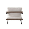 Accent Armchair | Brown Solid Wood Armrests | 31’’ | Cream Fabric Seat BM338644