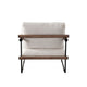 Accent Armchair | Brown Solid Wood Armrests | 31’’ | Cream Fabric Seat BM338644