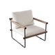 Accent Armchair | Brown Solid Wood Armrests | 31" | Cream Fabric Seat