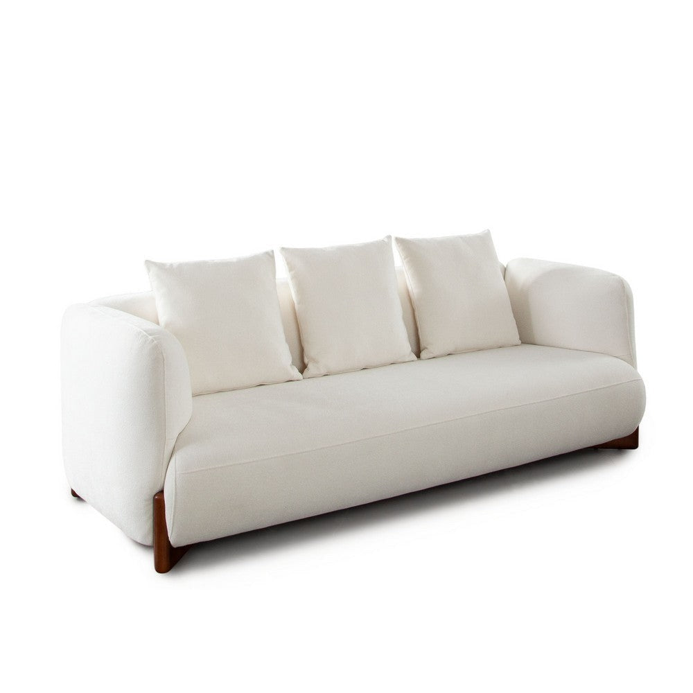 Kiol Sofa | 3 Accent Pillows | White Padded Polyester Seating | 88’’ BM338645