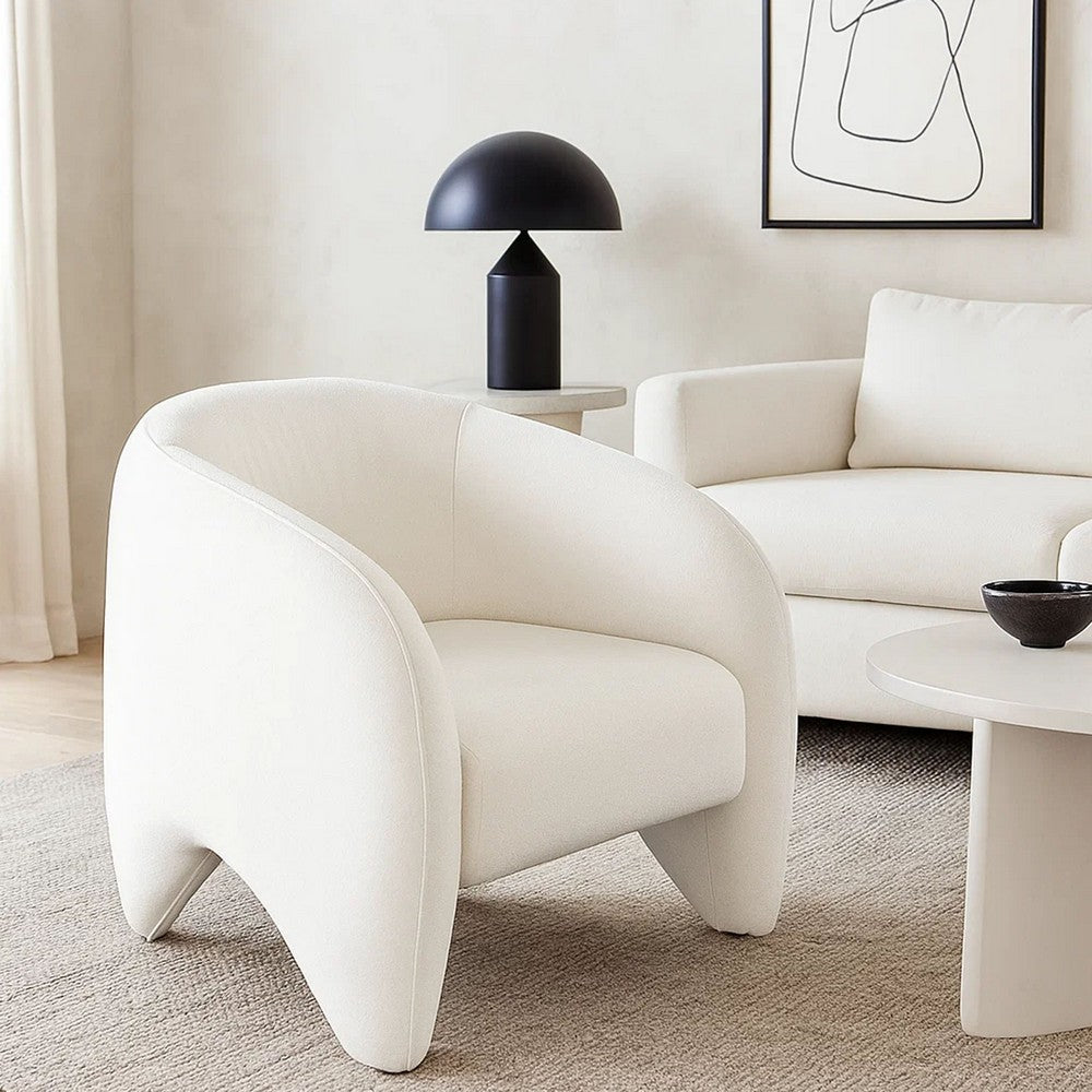 Kiol Accent Chair | 33" | White Padded Polyester Curved Design