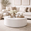 Viko Round Coffee Table | White Wood Faux Concrete Finish | 39"