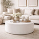 Viko Round Coffee Table | White Wood Faux Concrete Finish | 39"