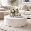 Viko Round Coffee Table | White Wood Faux Concrete Finish | 39"