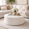 Viko Round Coffee Table | White Wood Faux Concrete Finish | 39"