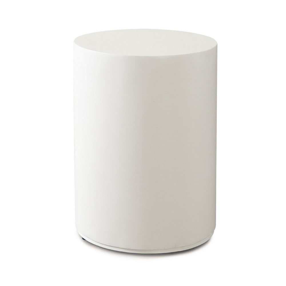 Viko Round Side End Table | White Wood Faux Concrete Finish | 20"