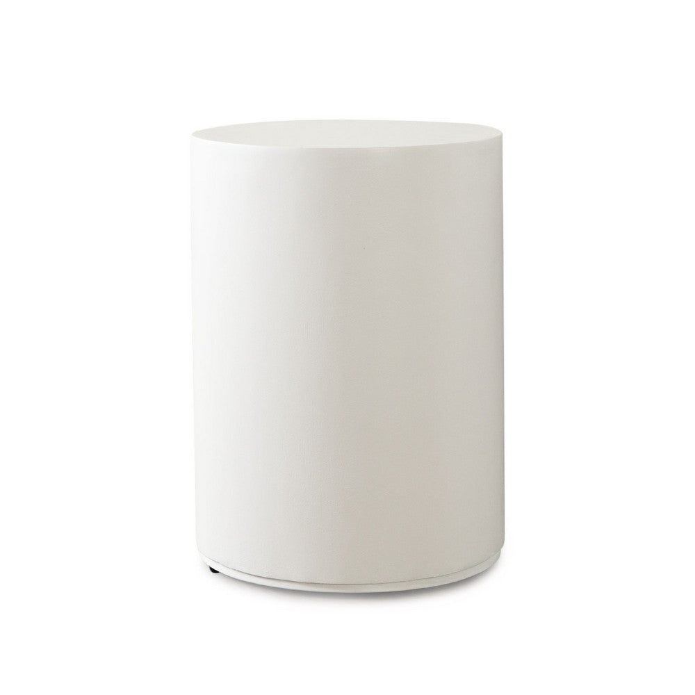 Viko Round Side End Table | White Wood Faux Concrete Finish | 20"