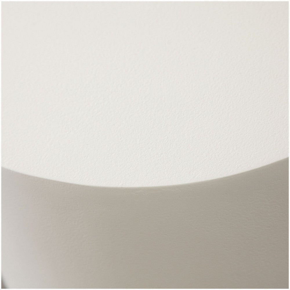 Viko Round Side End Table | White Wood Faux Concrete Finish | 20"