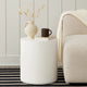 Viko Round Side End Table | White Wood Faux Concrete Finish | 20"