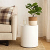 Viko Round Side End Table | White Wood Faux Concrete Finish | 20"