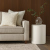 Viko Round Side End Table | White Wood Faux Concrete Finish | 20"