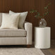 Viko Round Side End Table | White Wood Faux Concrete Finish | 20"