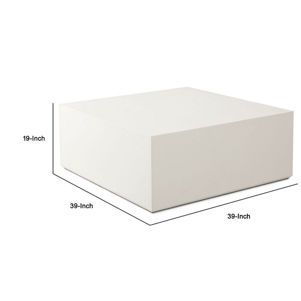 Viko Modern Square Coffee Table | White Wood Faux Concrete Finish | 39’’ BM338649