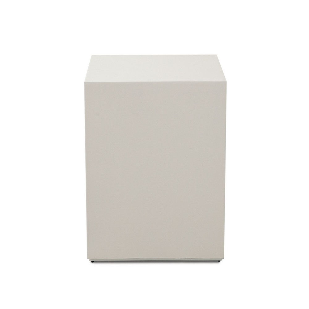 Viko Square Side End Table | White Wood Faux Concrete Finish | 20"
