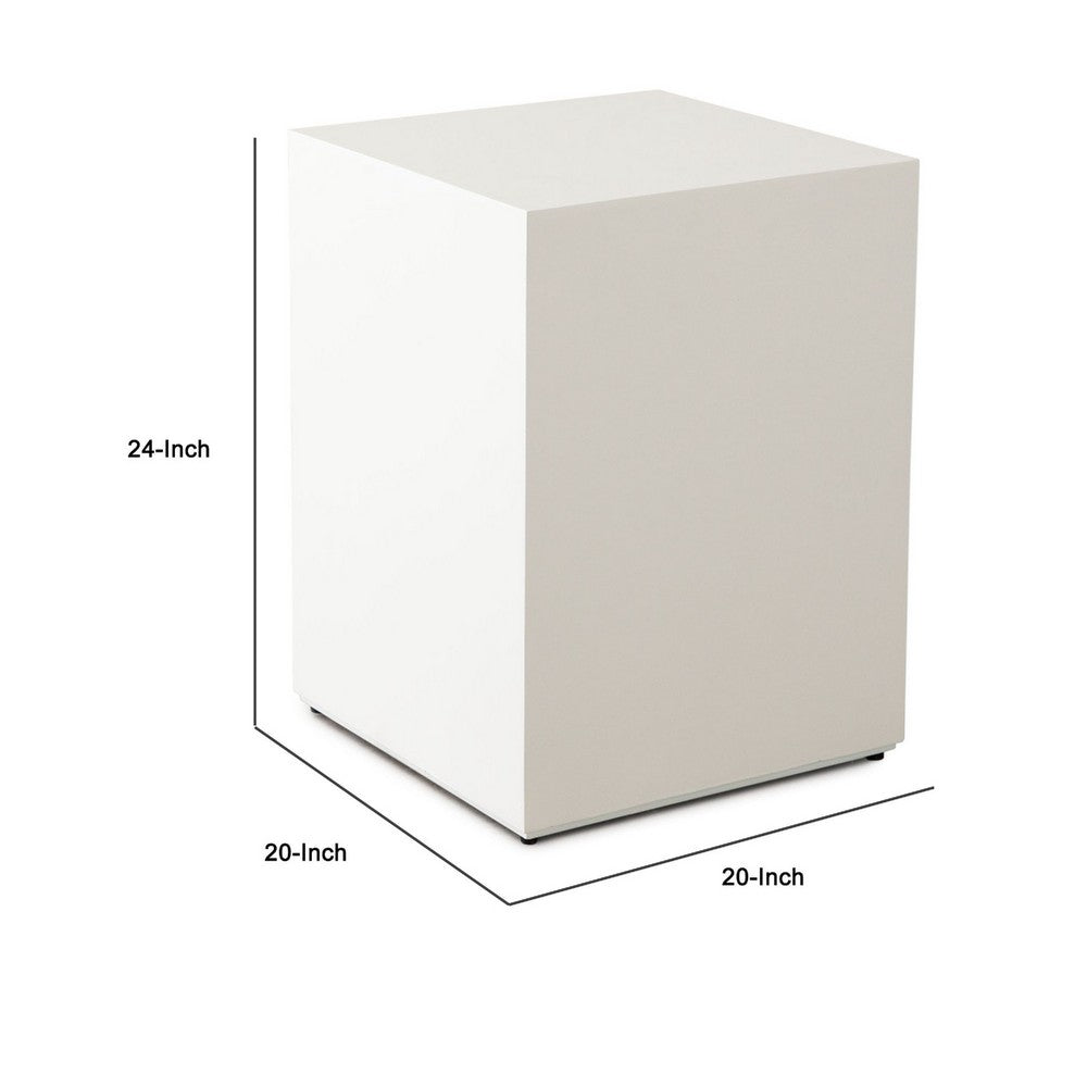 Viko Square Side End Table | White Wood Faux Concrete Finish | 20"