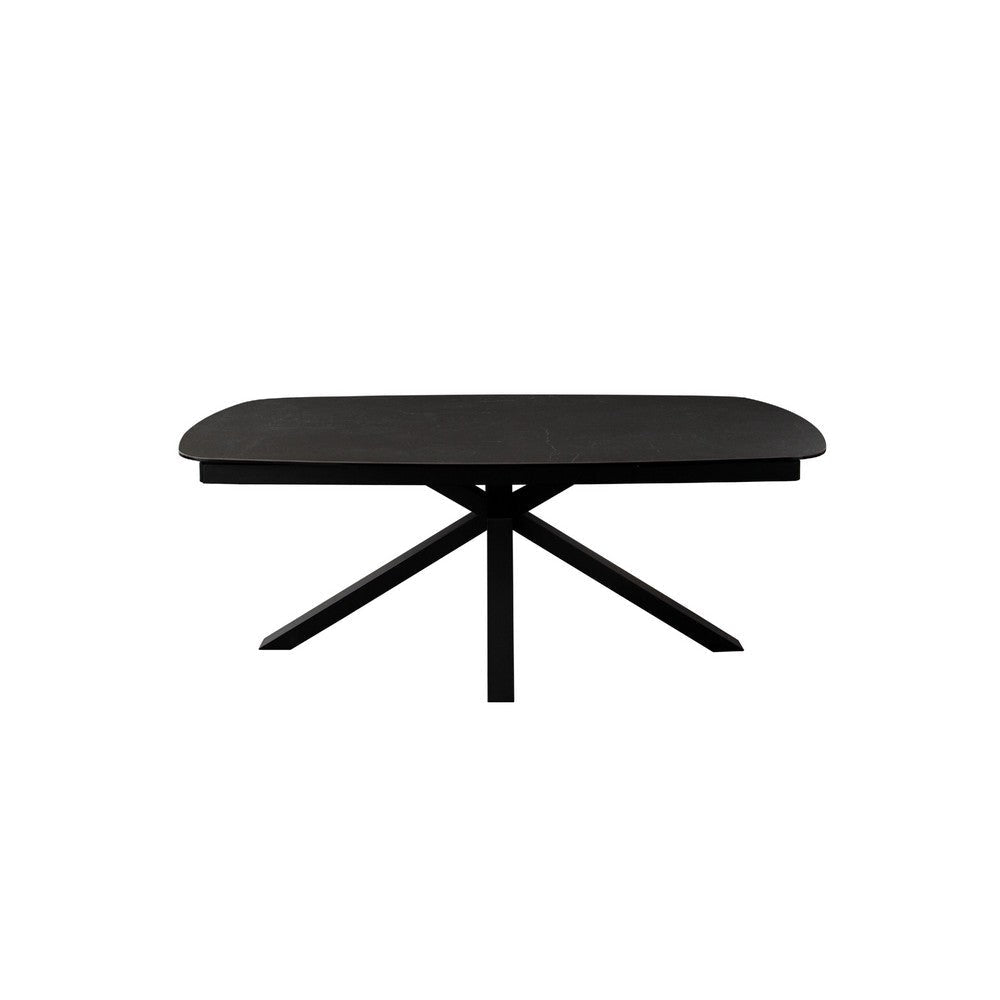 Jole Dining Table | Extendable 70-118’’ Black Ceramic Glass Top | Metal Base BM338651