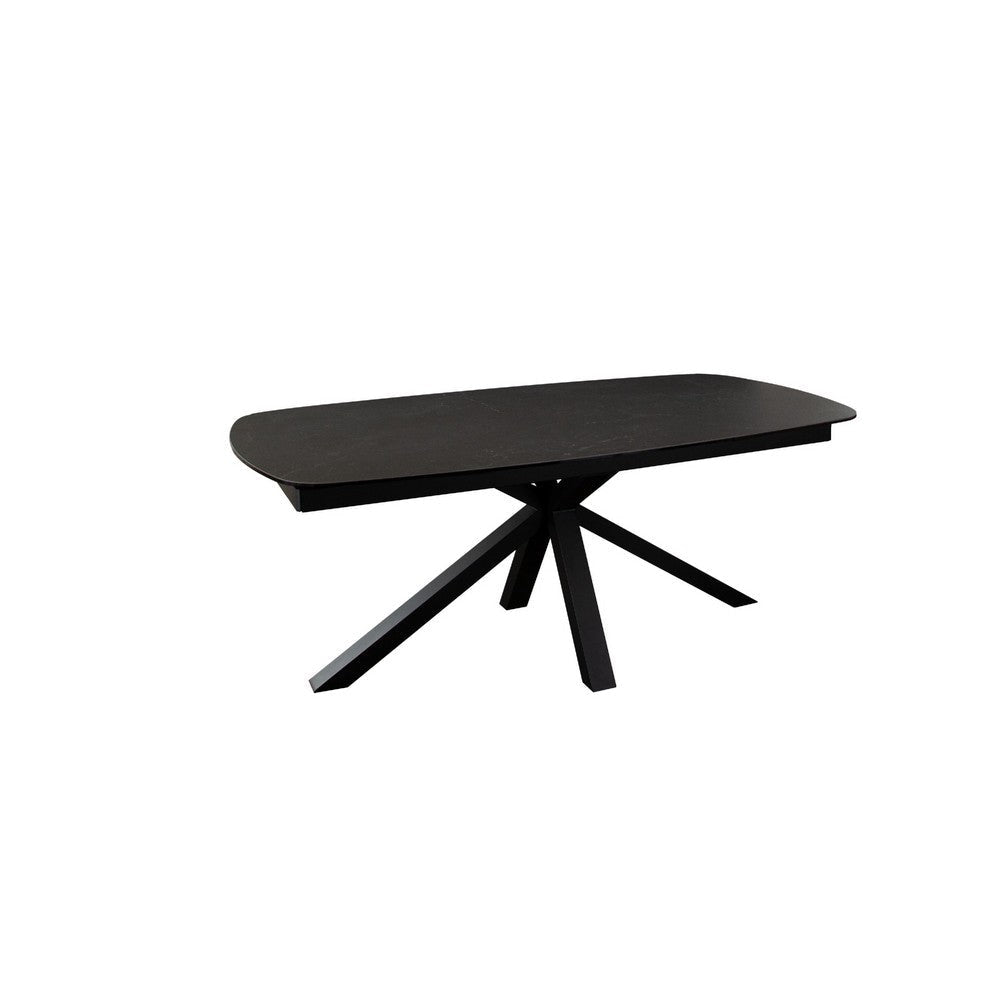 Jole Dining Table | Extendable 70-118’’ Black Ceramic Glass Top | Metal Base BM338651