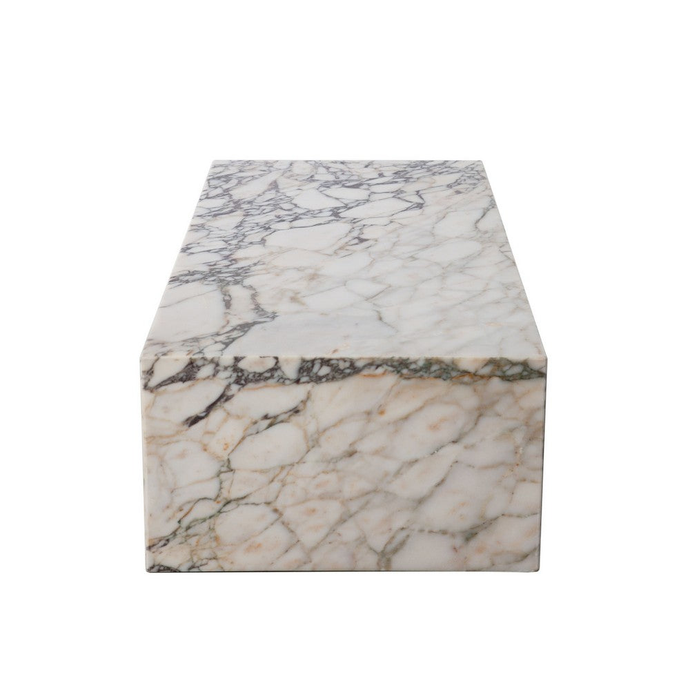 Rey Cocktail Coffee Table | 48" Rectangular Natural Viola Marble Body