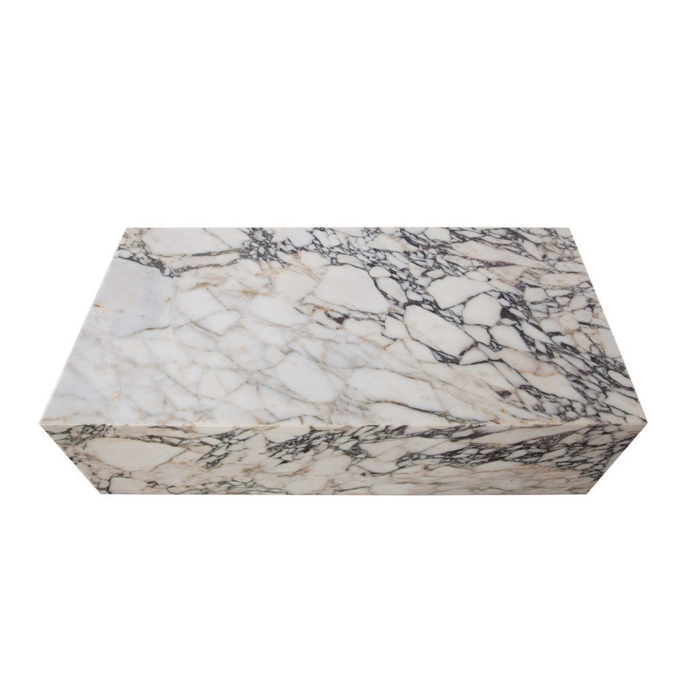 Rey Cocktail Coffee Table | 48" Rectangular Natural Viola Marble Body