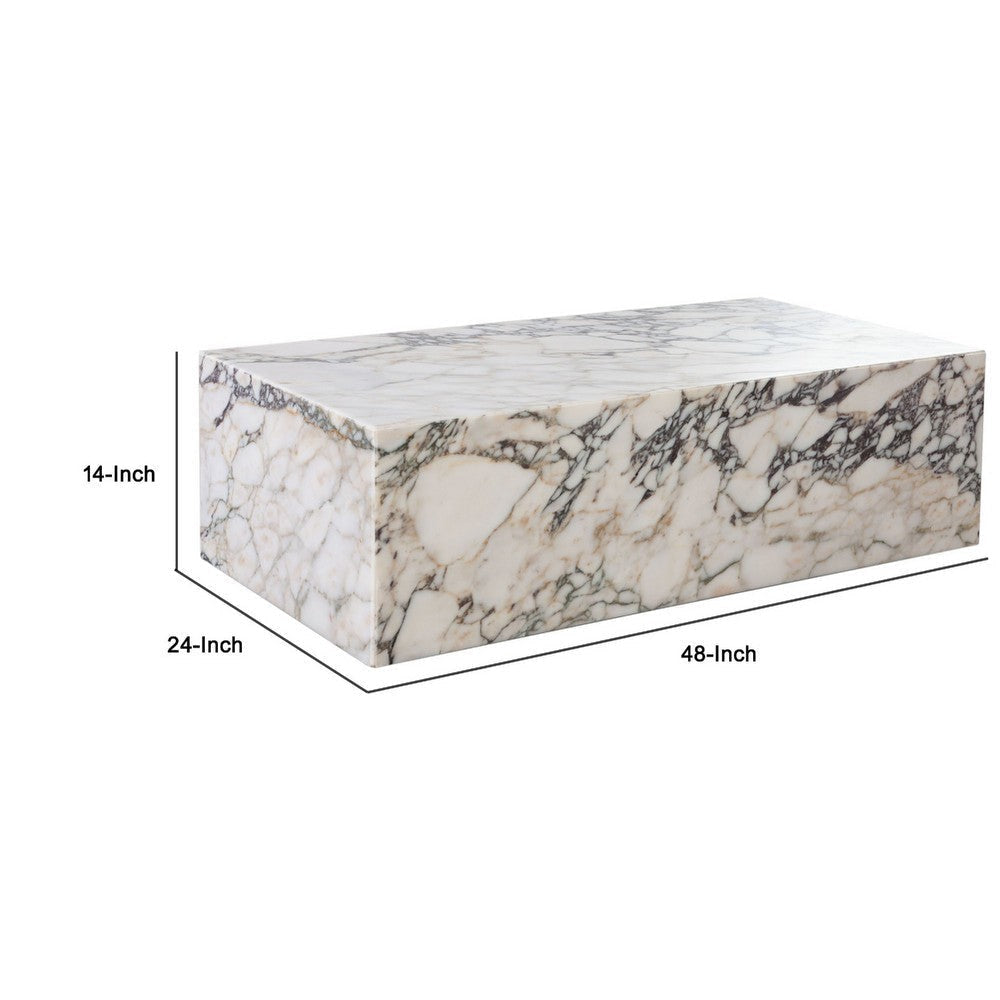 Rey Cocktail Coffee Table | 48’’ Rectangular Natural Viola Marble Body BM338654