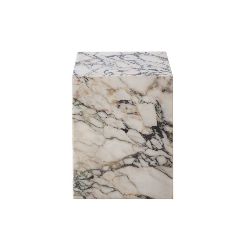 Rey Side End Table | 15’’ Square Natural Viola Marble Pedestal BM338655