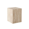 Rey Side End Table | 15’’ Square Natural Beige Marble Pedestal BM338657