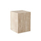 Rey Side End Table | 15’’ Square Natural Beige Marble Pedestal BM338657