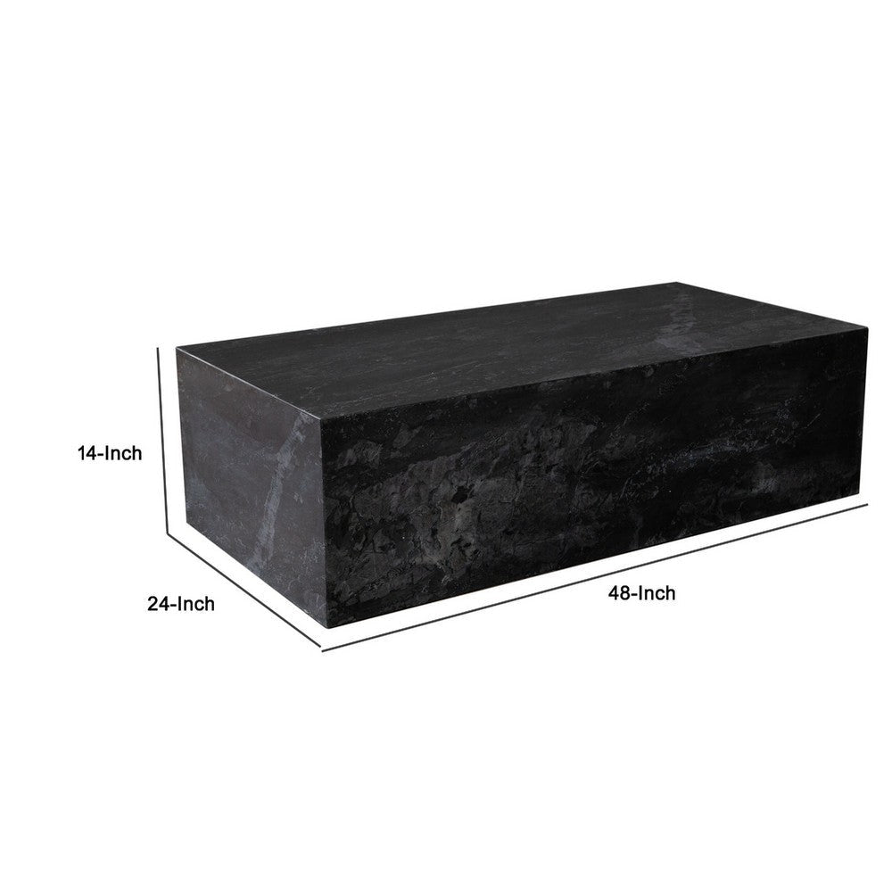 Rey Cocktail Coffee Table | 48’’ Rectangular Natural Black Marble Body BM338658