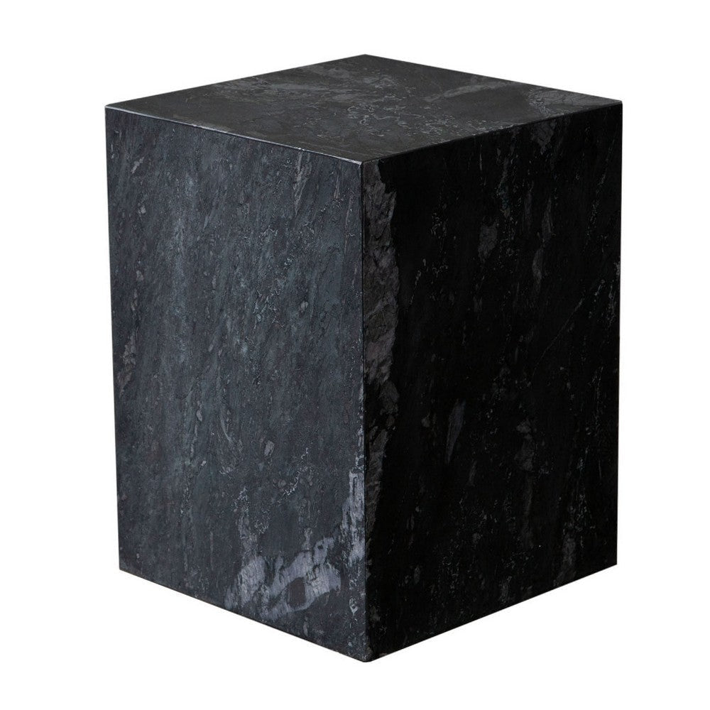 Rey Side End Table | 15’’ Square Natural Black Marble Pedestal BM338659