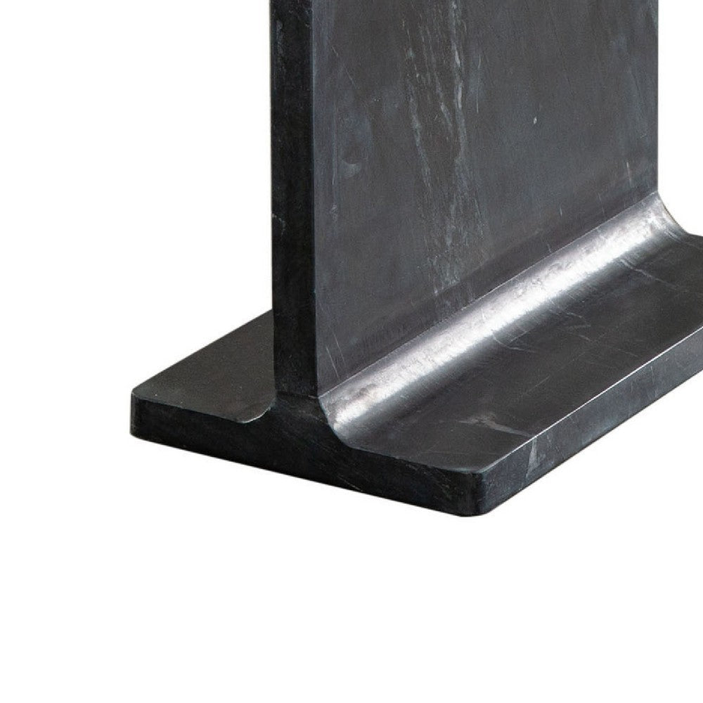 Isy Accent End Table | 15’’ Black Marquina I-Beam Shaped Natural Marble BM338660