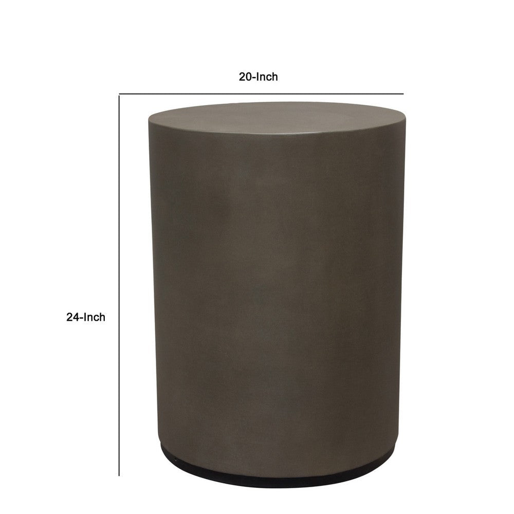 Viko Side End Table | 20’’ Natural Cement Gray Round Pedestal BM338664
