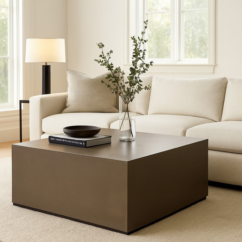 Viko Cocktail Coffee Table | 39" Natural Cement Gray Square Body