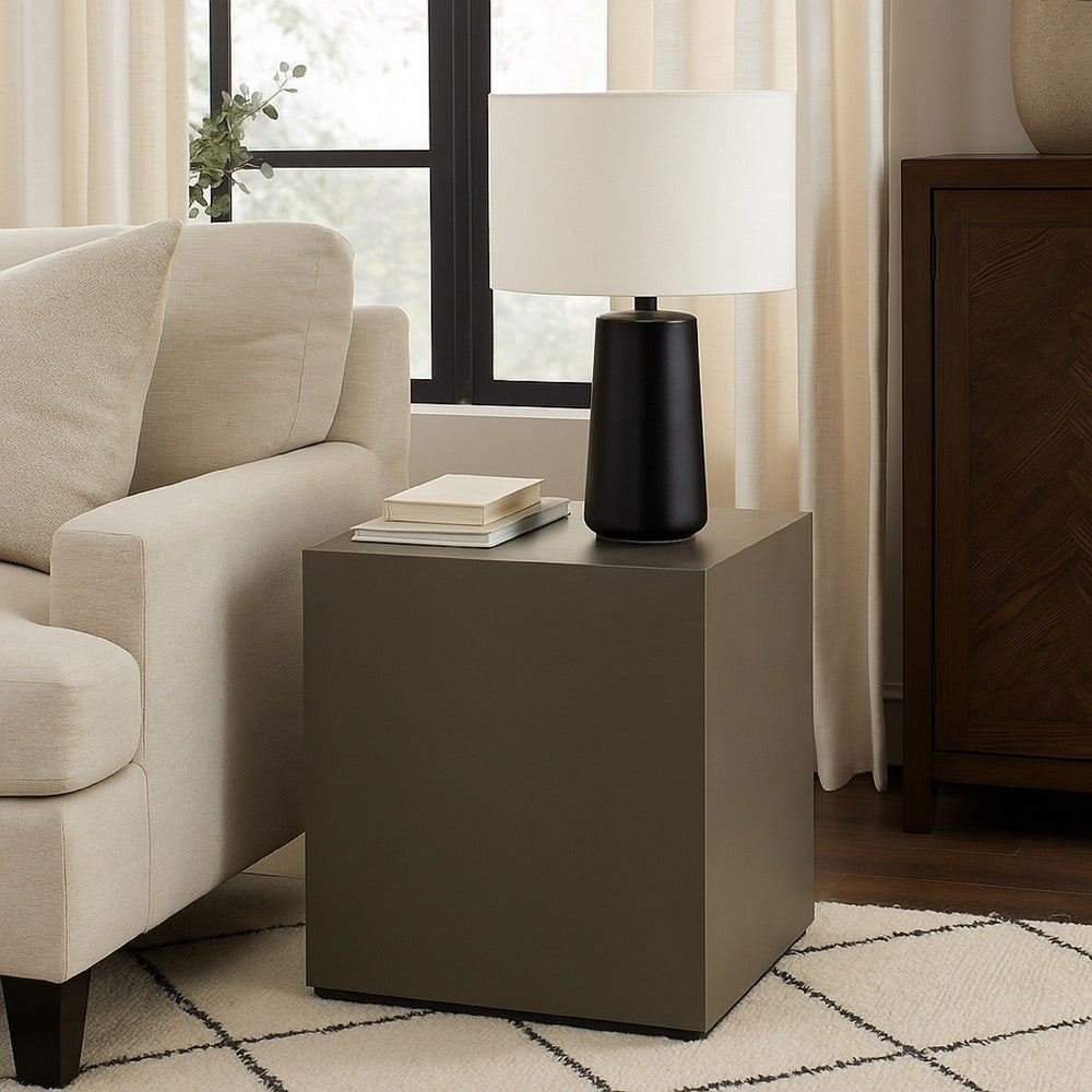 Viko Side End Table | 20" Natural Cement Gray Square Pedestal