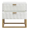 Fiva Nightstand | 2 Drawers | White Solid Mango Wood | Gold Iron Legs BM338667