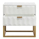 Fiva Nightstand | 2 Drawers | White Solid Mango Wood | Gold Iron Legs BM338667