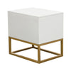 Fiva Nightstand | 2 Drawers | White Solid Mango Wood | Gold Iron Legs BM338667