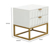 Fiva Nightstand | 2 Drawers | White Solid Mango Wood | Gold Iron Legs BM338667