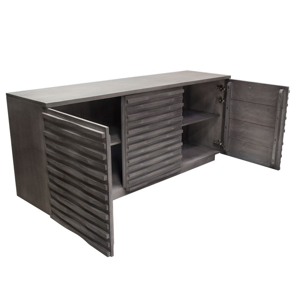 Tily Sideboard Buffet Cabinet w 3 Doors | 69’’ Smoke Gray Wood BM338669
