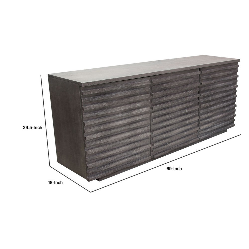 Tily Sideboard Buffet Cabinet w 3 Doors | 69’’ Smoke Gray Wood BM338669