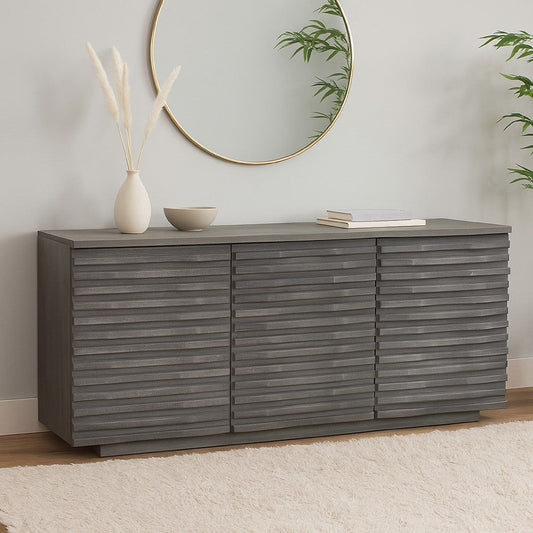 Tily Sideboard Buffet Cabinet w 3 Doors | 69" Smoke Gray Wood