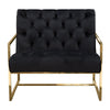 Masy Accent Armchair | Black Tufted Velvet Angled Seat and Back | Gold Legs BM338670