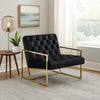 Masy Accent Armchair | Black Tufted Velvet Angled Seat and Back | Gold Legs BM338670