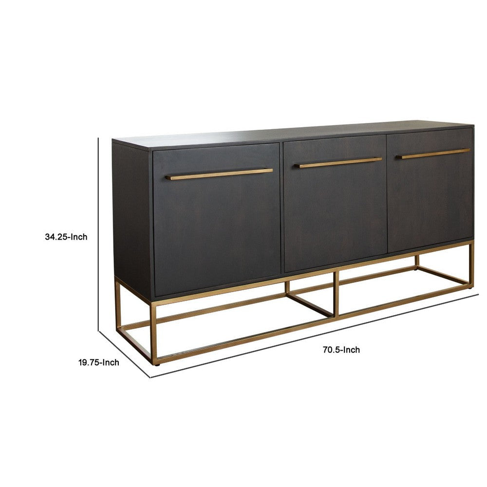 Ceny Sideboard Buffet Cabinet w 3 Doors | 71’’ Gray Oak Mango Wood BM338671