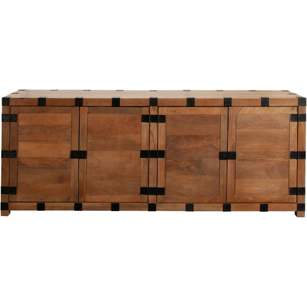 Ozy Sideboard Buffet Cabinet w 4 Doors | 76’’ Oak Brown Mango Wood BM338672
