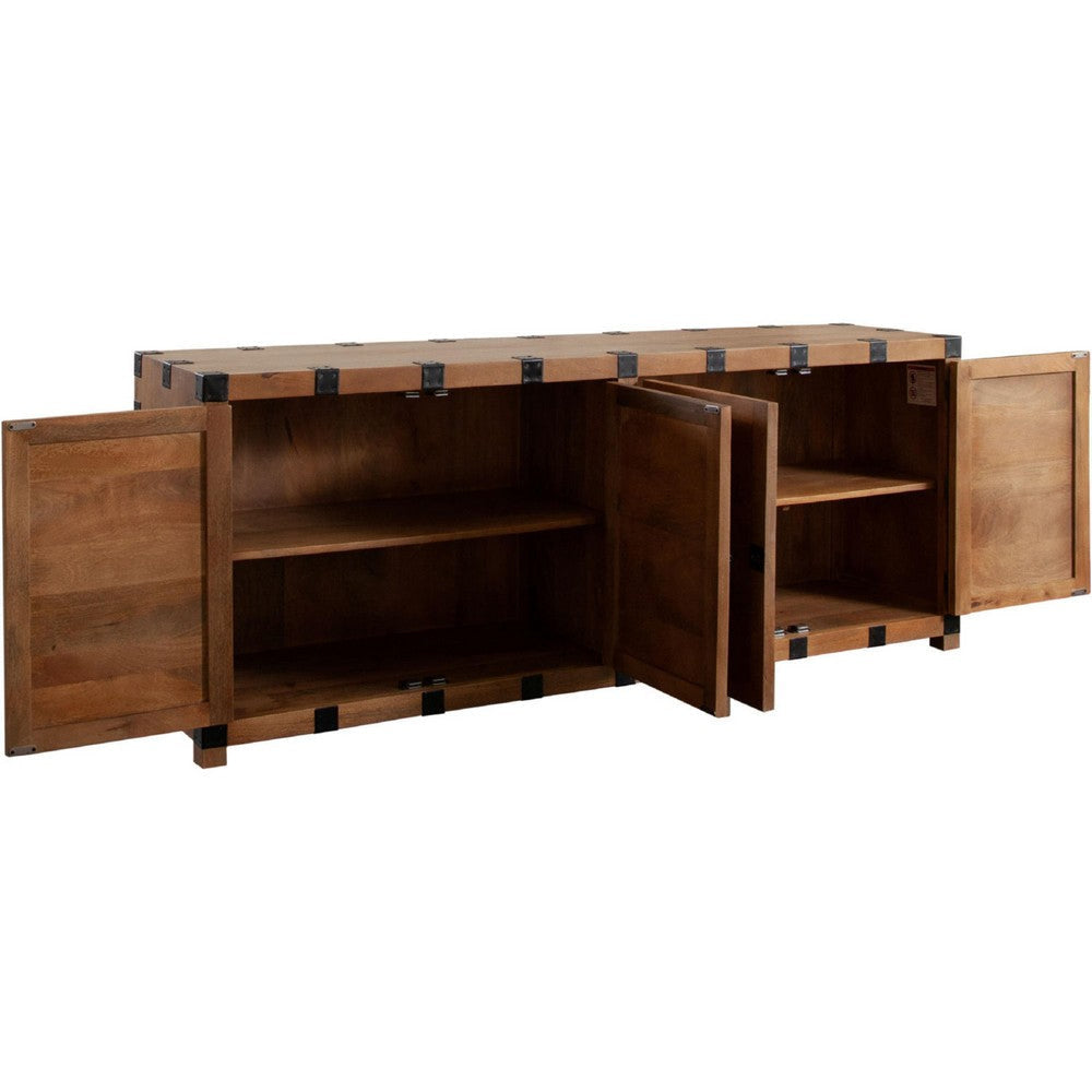 Ozy Sideboard Buffet Cabinet w 4 Doors | 76’’ Oak Brown Mango Wood BM338672