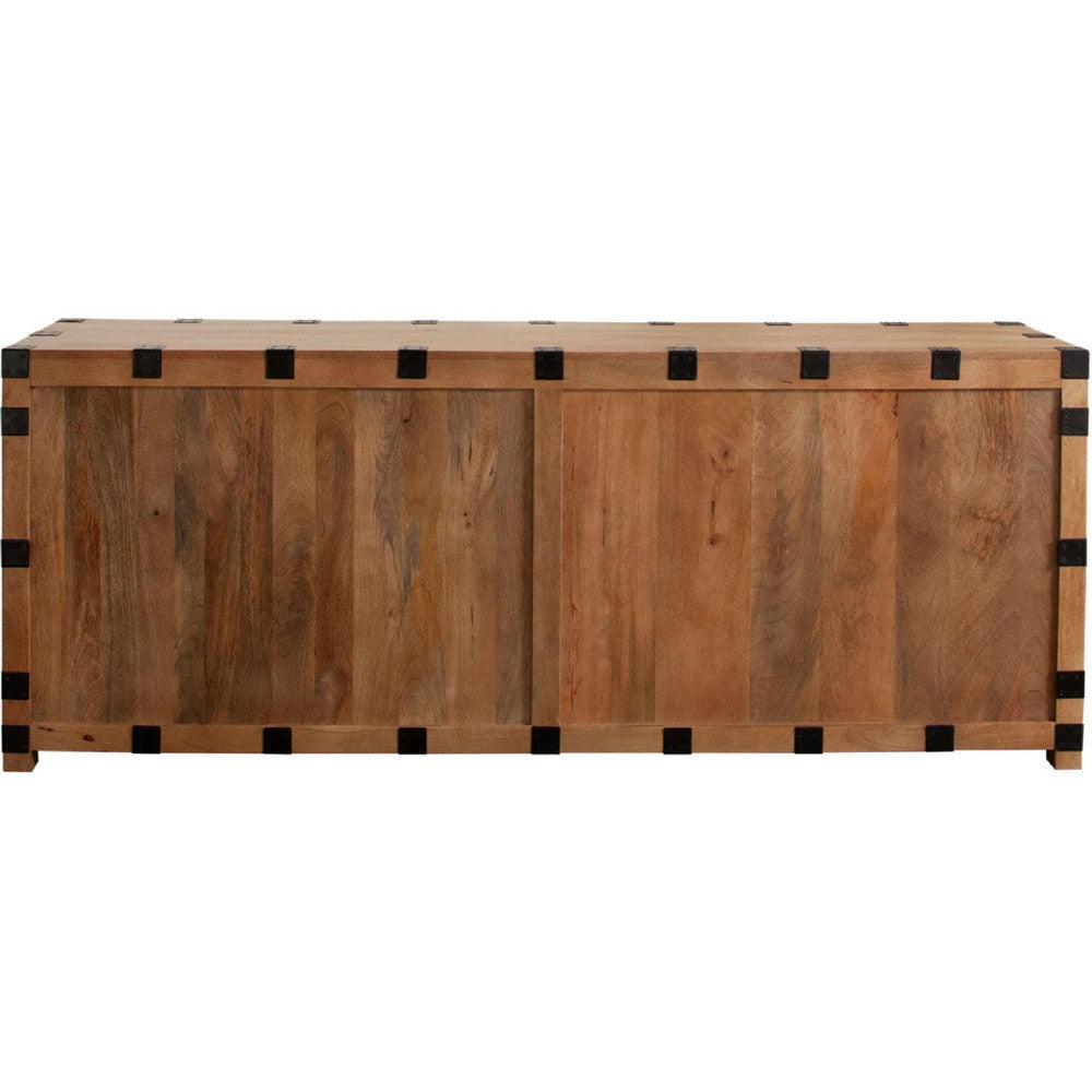 Ozy Sideboard Buffet Cabinet w 4 Doors | 76’’ Oak Brown Mango Wood BM338672