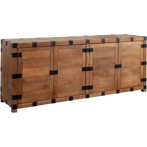 Ozy Sideboard Buffet Cabinet w 4 Doors | 76" Oak Brown Mango Wood