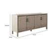 Pam Sideboard Buffet Cabinet 76 Inch Natural Mango Wood w 4 Woven Doors BM338673