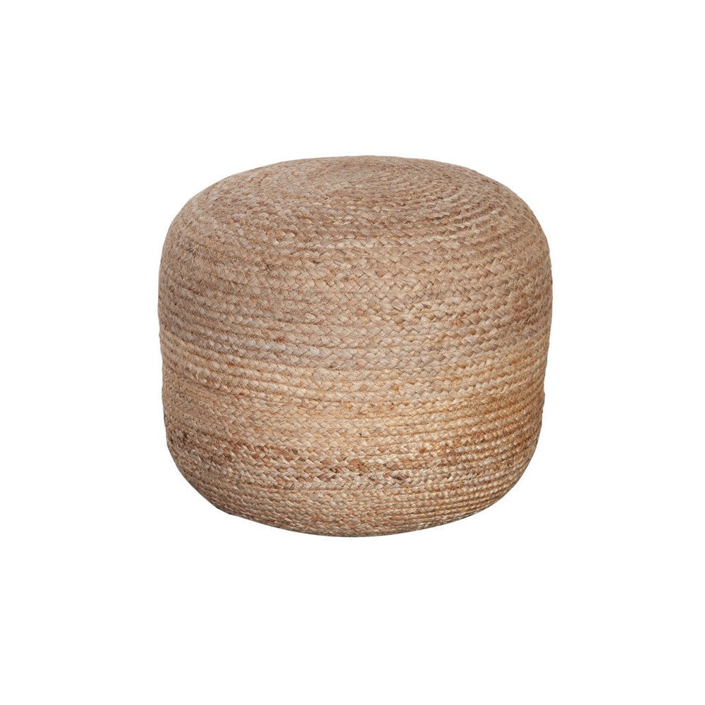 Poby Round Ottoman Pouf | 19’’ Natural Brown Jute Fiber BM338674