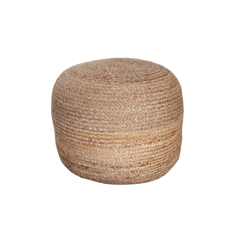 Poby Round Ottoman Pouf | 19’’ Natural Brown Jute Fiber BM338674